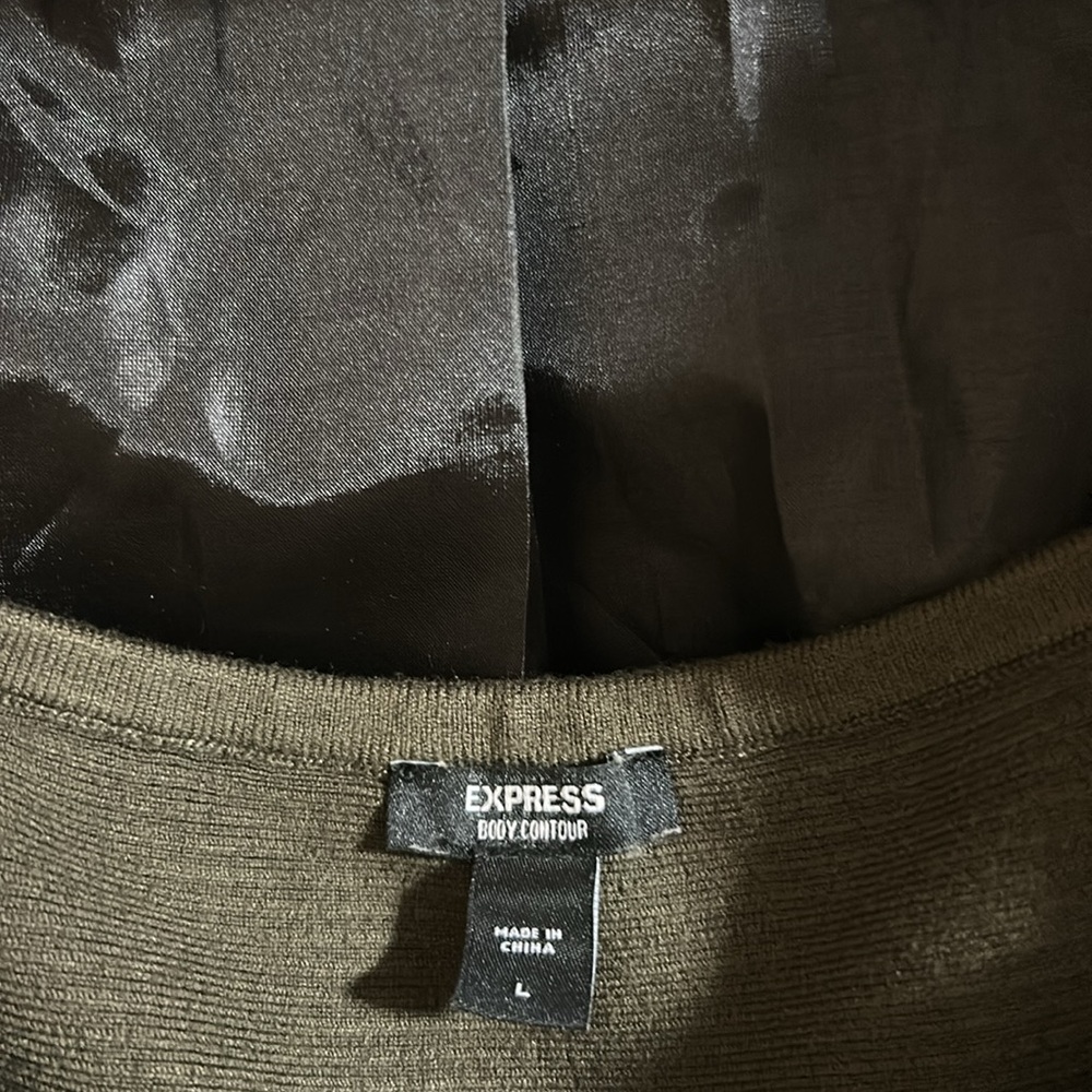 Express Olive Green Ruffle Top - Picture 2 of 4